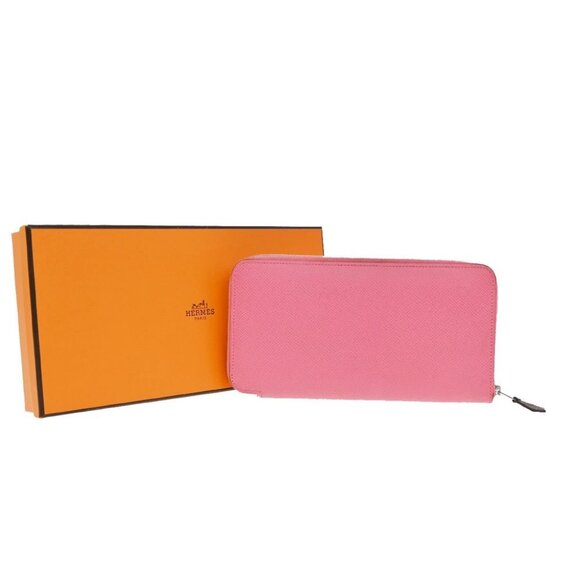 HERMES Azap Classique Long Zipper Wallet Silk In Epsom Rose Azaalee SHW 35KP082 - Picture 1 of 15